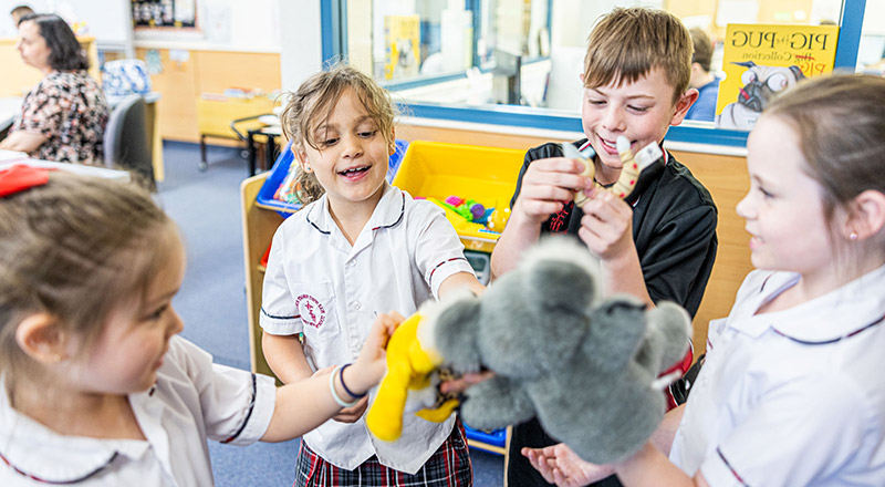 Playing with puppets at Holy Spirit Catholic Primary St Clair