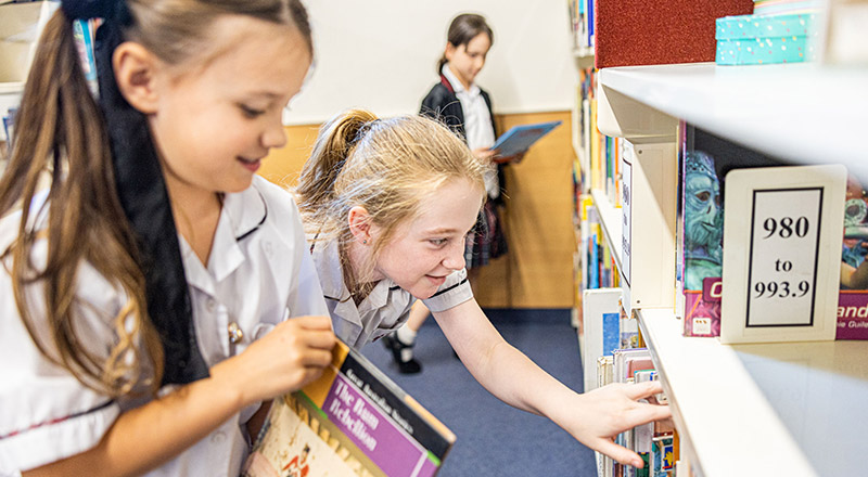 Students in the Holy Spirit Catholic Primary St Clair school library
