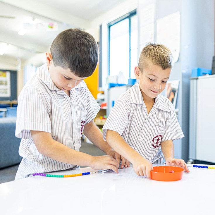 Boys in Holy Spirit Catholic Primary St Clair classroom